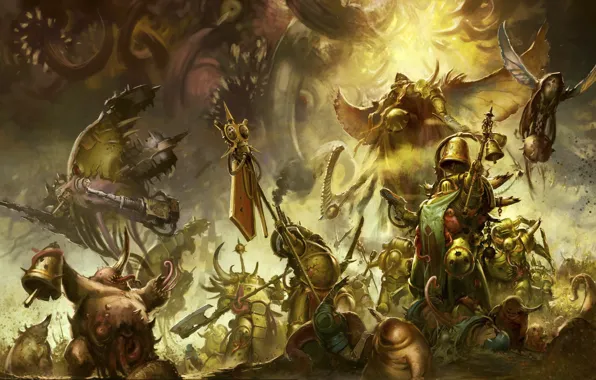 Chaos, Death, demons, Warhammer 40 000, Death Guard, plague, Nurgle, primarch
