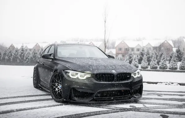 Картинка BMW, Light, Winter, Black, Snow, F80, Sight, LED