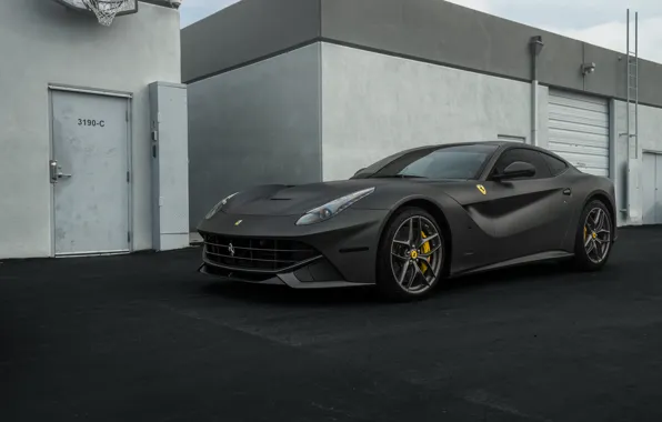 Картинка Ferrari, Black, Matte, Berlinetta, F12