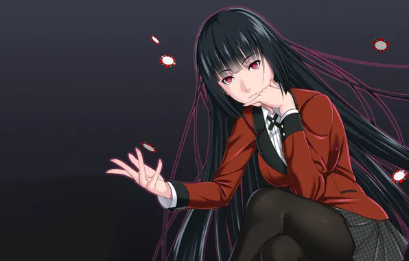 Girl, anime, japanese, bishojo, seifuku, Kakegurui, Compulsive Gambler, Yumeko Jabami