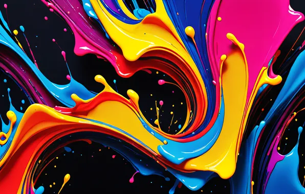 Wallpaper, Abstract, Colorful, Paint, Ultrawide, Liquid, Amoled