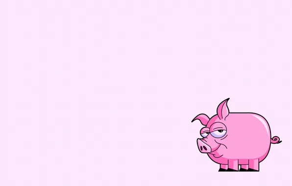 Картинка розовый, минимализм, хвост, свинья, pig