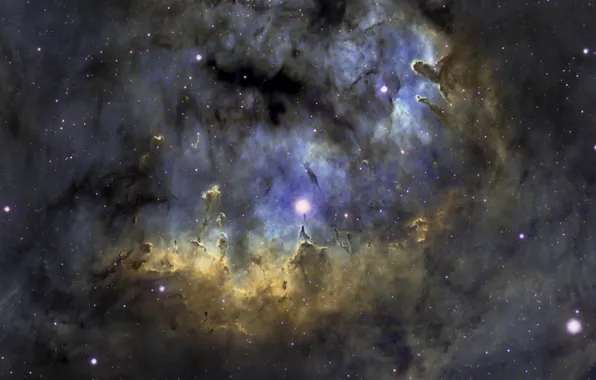 Звезды, свет, туманность, Вселенная, галактики, NGC-7822