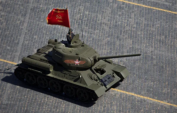 Праздник, день победы, танк, парад, красная площадь, советский, средний, Т-34-85