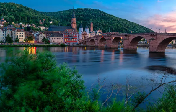 Картинка мост, река, здания, дома, Германия, Germany, Старый мост, Баден-Вюртемберг