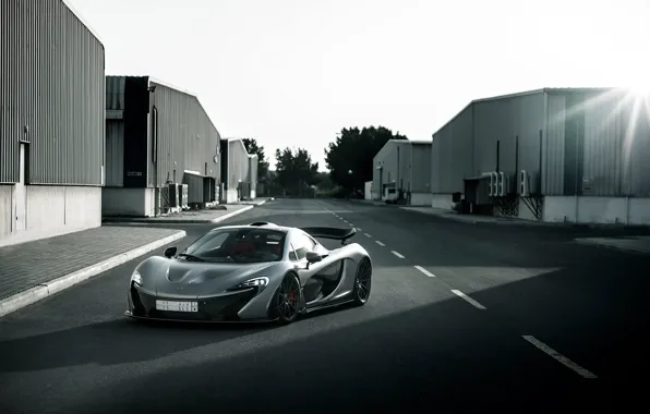 Картинка McLaren, Power, Front, Sun, Road, Supercar, Silver, Spoiler