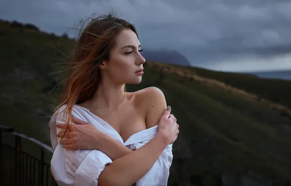 Взгляд, девушка, природа, поза, портрет, Катя, Сергей Папиженко