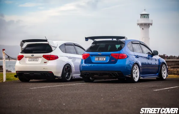 Белая, subaru, синяя, wrx, impreza, субару, sti, импреза