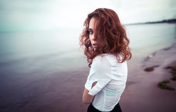 Девушка, берег, alone