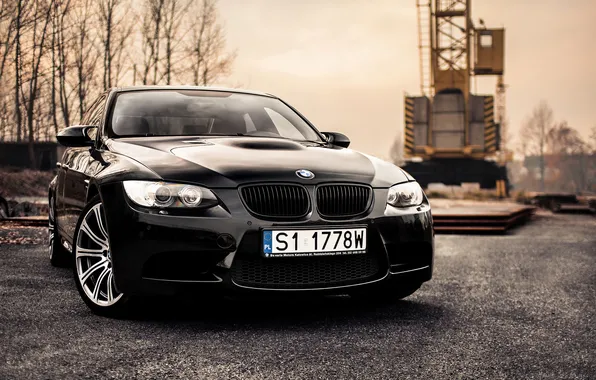 Картинка бмв, кран, BMW, черная, перед, black, E92