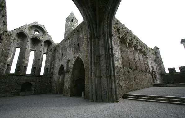 Небо, замок, Ирландия, Ireland, castle, Rock of Cashel, средневековая архитектура, Скала Кашел