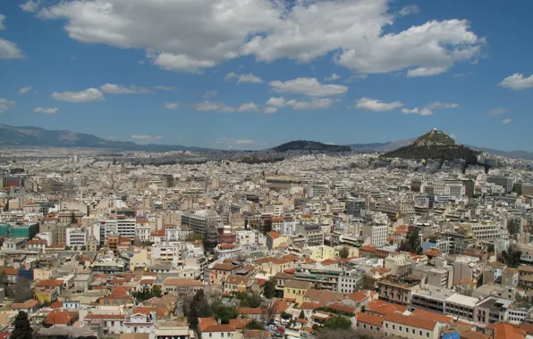 Картинка Дома, Греция, Панорама, Крыши, Greece, Panorama, Acropolis, Афины