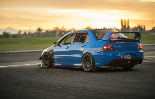 Car, синий, обоя, автомобиль, sportcar, mitsubishi, blue, lancer