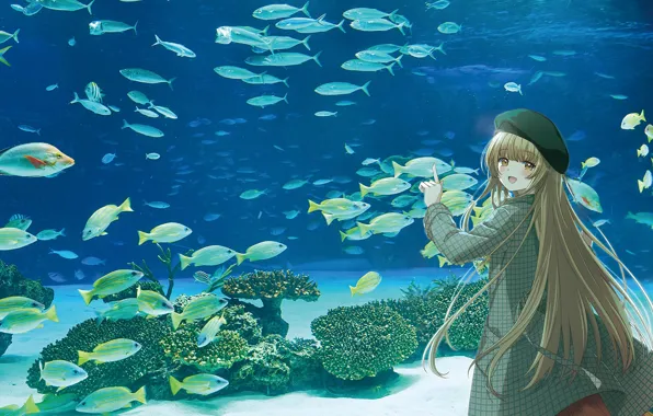 Девушка, рыбы, океанариум, Otonari no Tenshi-sama ni Itsunomanika Dame Ningen, Mahiru Shiina