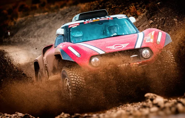 Красный, Mini, Спорт, Гонка, Грязь, Брызги, Rally, Dakar