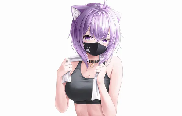 Girl, sexy, cleavage, boobs, animal ears, sexy girl, anime, catgirl