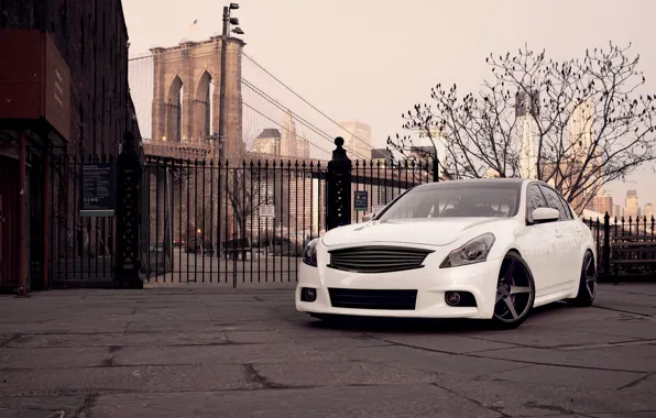 Картинка Тюнинг, Infiniti, white, Инфинити, Tuning, stance, G37