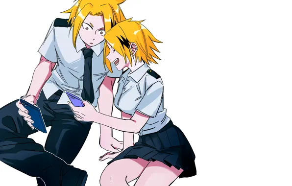 Девушка, парень, Моя геройская академия, My Hero Academia, Boku No Hero Academia, Каминари Денки