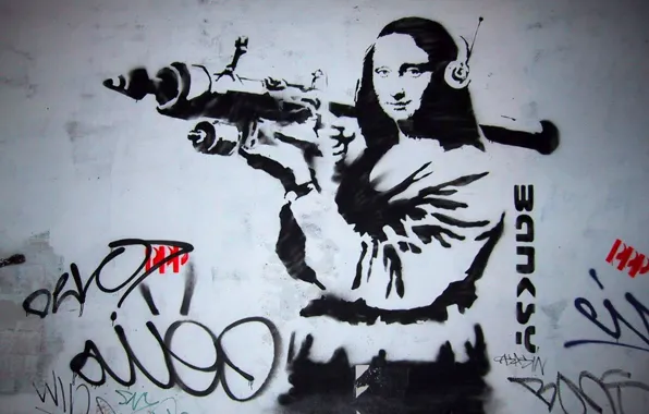 Картинка граффити, гранатомёт, Мона Лиза