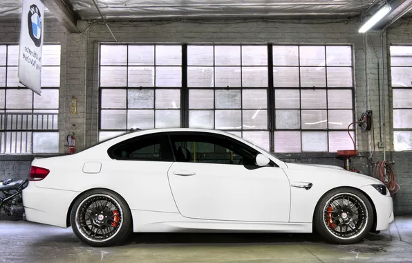 Белый, окна, bmw, бмв, профиль, white, wheels, e92