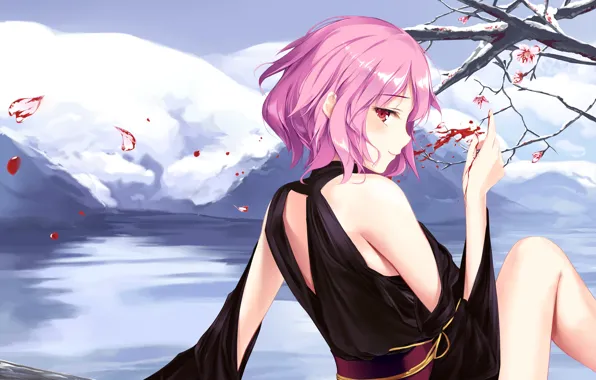 Картинка девушка, цветы, кровь, весна