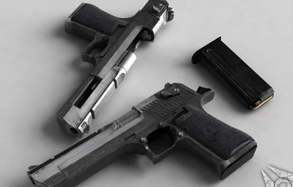 Обои пистолеты, два, обойма, дигл на телефон и рабочий стол, раздел оружие,  разрешение 1920x1080 - скачать
