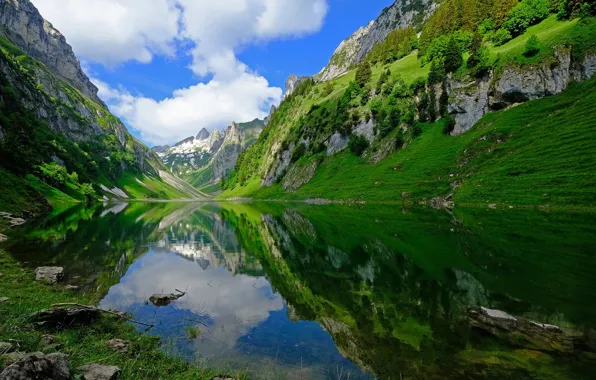 Горы, озеро, Швейцария, Switzerland
