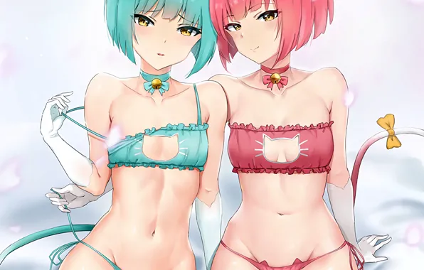 Sexy, lingerie, pantsu, bra, cleavage, panties, thighhighs, pink hair