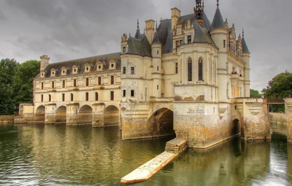 Пейзаж, замок, Франция, France, Château de Chenonceau