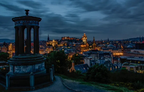 Огни, вечер, Эдинбург, Шотландияя