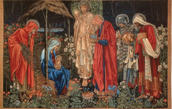 Картинка Поклонение волхвов, Burne-Jones, of_the_Magi, Tapestry, Вифлеемская Звезда, Adoration