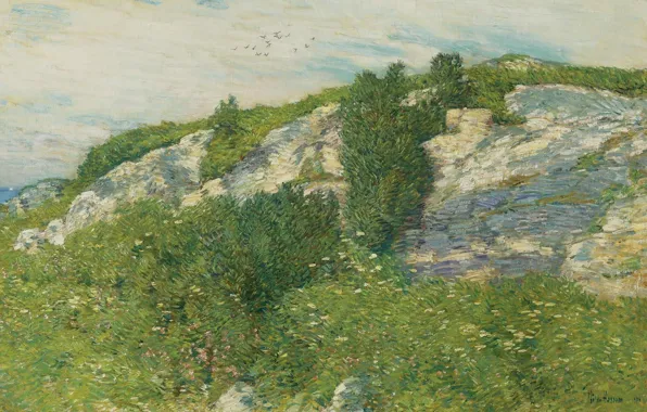 Пейзаж, картина, Frederick Childe Hassam, Чайльд Гассам, Ledges and Bay. Appledore