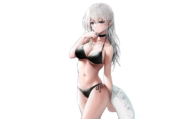 Картинка girl, sexy, cleavage, long hair, boobs, anime, beautiful, purple eyes
