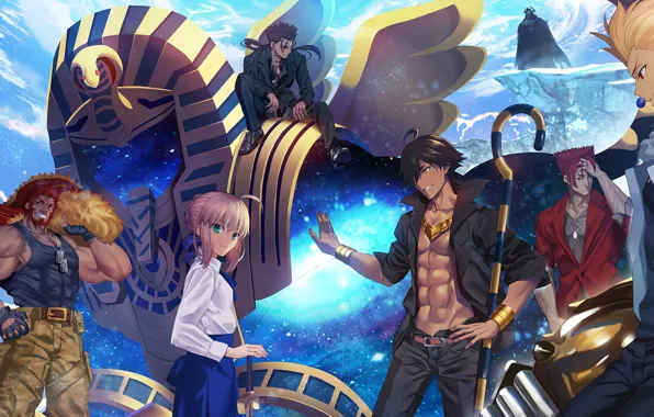 Девушки, аниме, арт, парни, Fate Grand Order