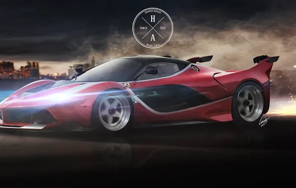 Скорость, Феррари, Движение, Искры, Ferrari, Суперкар, Передок, FXX K