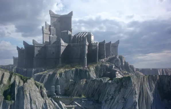 Горы, замок, крепость, Dragonstone, Game Of Thrones 7