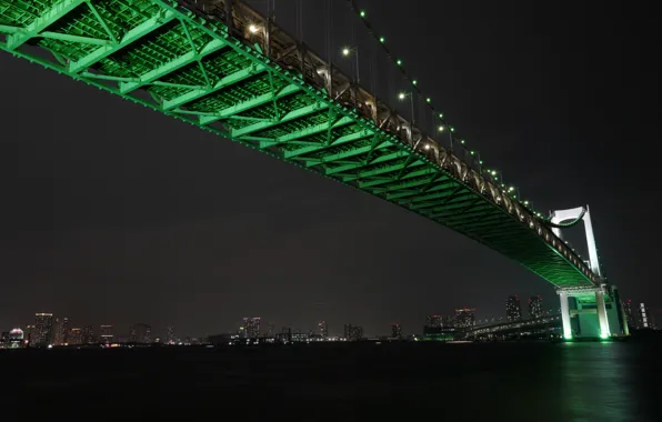 Мост, Япония, Токио, залив, Tokyo, Japan, Rainbow Bridge
