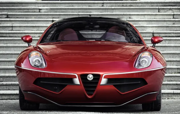 Красный, Alfa Romeo, автомобиль, красивый, Touring, Disco Volante