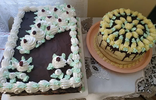 Cake, chocolate, whipped cream