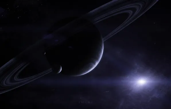 Звезда, планета, кометы, спутники, газовый гигант, кольца. астероиды, энигма
