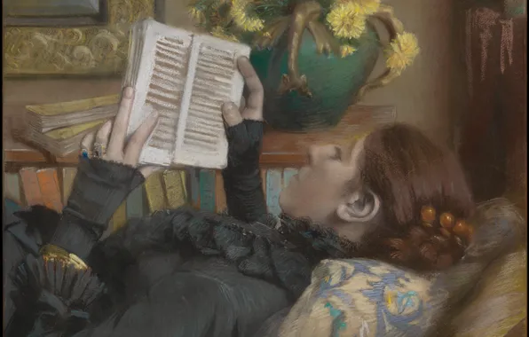 Девушка, книга, живопись, Albert Bartholomé