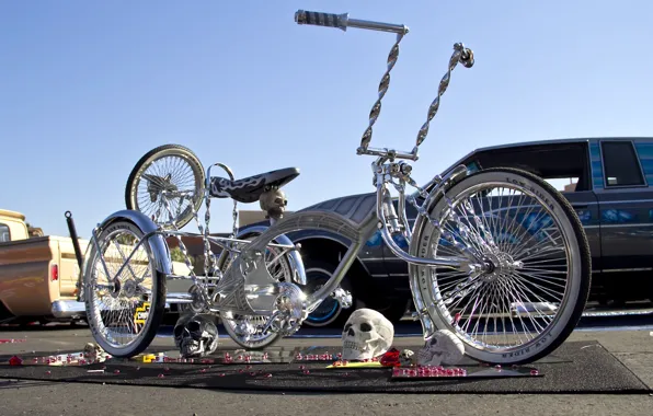 Картинка Черепа, Кастом, lowrider, Велосипед, bicycle, chopper, Зеркала, tuning