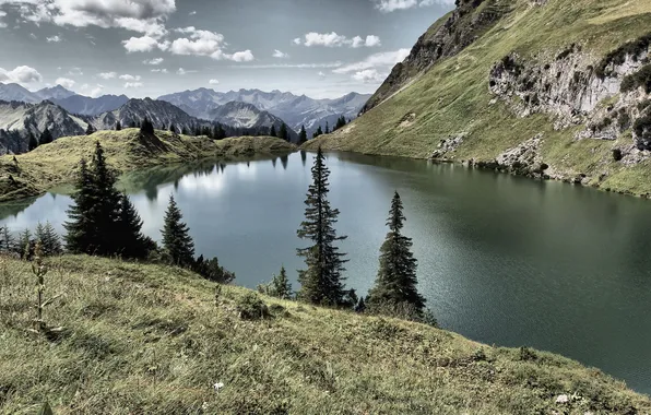 Пейзаж, горы, озеро