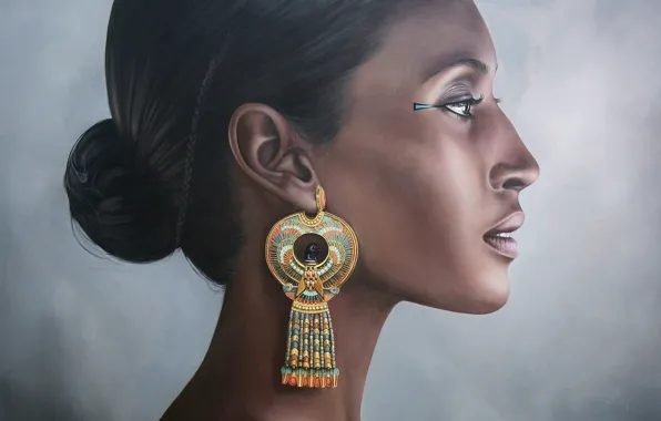 Картинка женщина, портрет, фараон, серьга, египет, hatshepsut, Хатшепсут