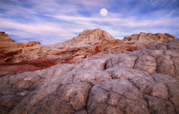 Картинка скалы, луна, каньон