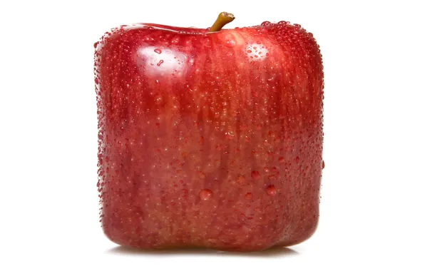 Картинка рендеринг, apple, фрукт, square, cube, квадратное яблоко