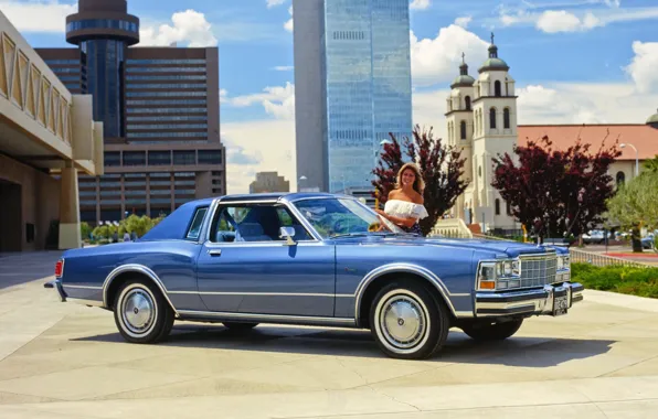 Девушка, город, фон, Dodge, Coupe, передок, 1979, Diplomat