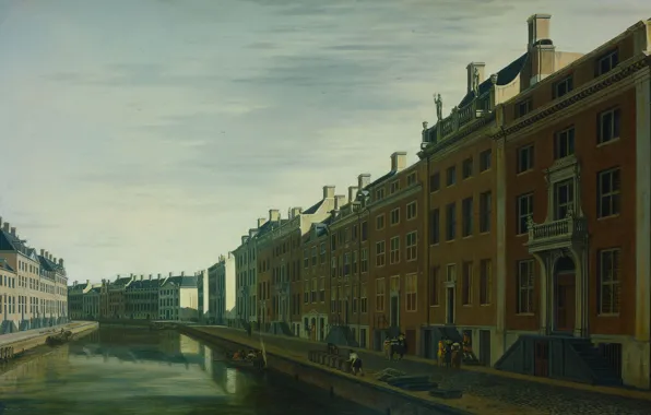 Масло, картина, городской пейзаж, 1672, Геррит Адриансзон Беркхейде, Gerrit Adriaenszoon Berckheyde, Изгиб Херенграхта у Новой …