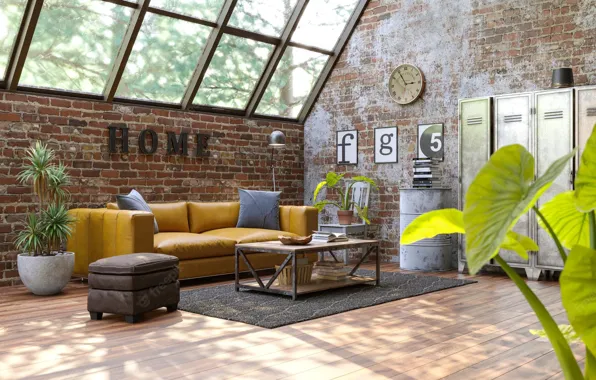 Комната, лестница, гостиная, design with grunge walls loft style, интерьер в индустриальном стиле, дизайн с …