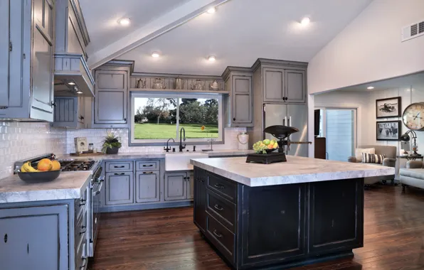 Мебель, интерьер, окно, кухня, коттедж, Design, Interior, Kitchen
